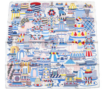 Hermes Scarf La Patisserie Francaise 90 cm silk light pink Carre french pastry 35"